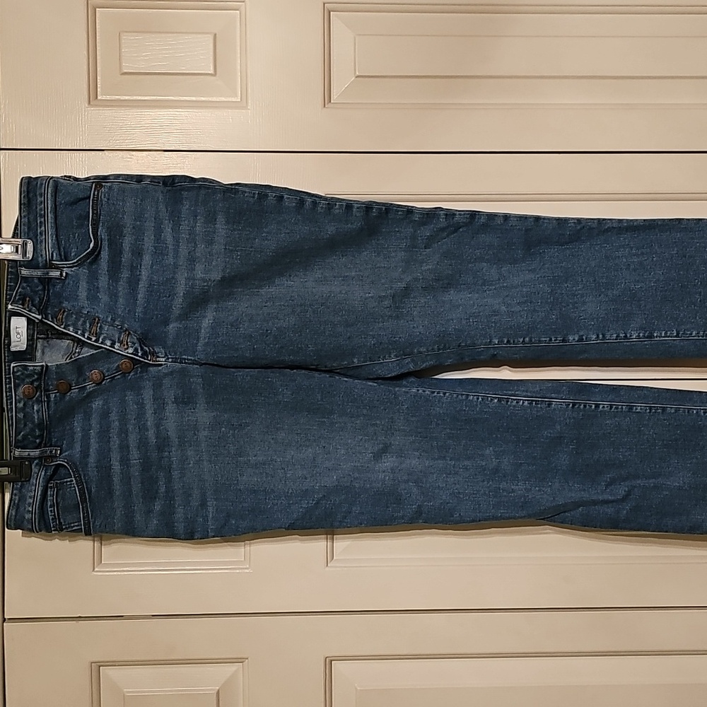 LOFT Womens Dark Blue Curvy High Rise Straight Jeans, Ankle Length